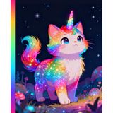 Composition Notebook: Neon Rainbow Cat Unicorn Caticorn: Cute Kawaii Magical Fantasy Kitty Blank Notebook | Retro 90s Aesthetic Colorful Neon School Notes | Wide Ruled Lined Journal