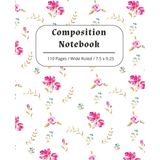 Composition Notebook Wide Ruled: 110 Pages, 7.5" x 9.25" | Cute Aesthetic Journal for Girls, Students & Everyday Writing | Pink Floral Matte Finish Cover