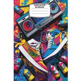 Composition Notebook: Wide Ruled, 6x9”, 120 Pages – Urban Street Art Cover with Sneakers, Graffiti, Boombox & Spray Paint – Perfect for Teens, Hip-Hop Fans, or Creative Note-Taking