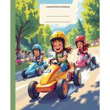 Composition Notebook Wide Ruled for School and College children: Cute go-kart race | Trendy with aesthetic design