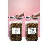 Comprox 2 adet 2,9lt + 2,9lt Kedi Köpek Kuru Mama Kum Saklama Kabı Kutusu Seti