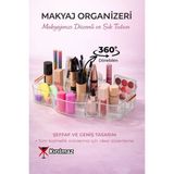 Comprox 360 Derece Dönen Akrilik Makyaj ve Takı Organizeri – 14 Bölmeli Kozmetik Kutusu – Şeffaf Kırılmaz