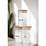 Comprox 3'lü Ahşap Kapaklı Akrilik Kulak Pamuğu & Pamuk & Diş Ipi Organizeri 300 Ml Banyo Seti