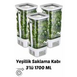 Comprox 3'Lü Yeşillik Saklama Kabı 1700 ML Uzun ömürlü TAZELİK