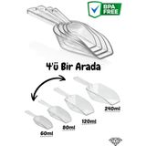 Comprox 4'lü Set Erzak Küreği Kristal, Un, Şeker, Erzak, Bakliyat, Deterjan küreği, Ölçü Küreği , kürek