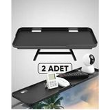 Comprox Ayarlanabilir Monitör Tv Üstü Raf Organizer 2 Adet 16x27 cm Pratik Stand - Black