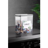 Comprox Banyo Saklama Kabı Dikdörtgen 2,2lt 1'li Set Tablet/deterjan Kabı Kutusu Vakum Kapaklı Sert Mika