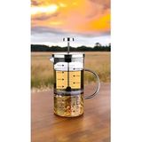 Comprox Cambu 700ML Ateşe Dayanıklı French Press Demlik 3 Ü 1 Arada Ölçü Kabı - Gümüş