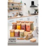 Comprox Etiketli 12'li Akrilik Vakumlu Ahşap Kapak Kare Baharatlık Seti 300 Ml-baharatlık Takımı