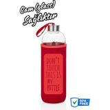 Comprox Kırmızı Sağlıklı Cam Matara 1000 ml Su Şişesi 1lt Sporcu Matarası