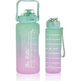 Comprox Motivasyonel 2'li Su Matarası 2000 ml + 900 ml Tritan Su Şişesi Renkli Tasarım