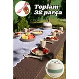 Comprox Piknik Seti 32 Parça Piknik Seti – Silindir Çantalı | Kamp, Plaj, Bahçe, Doğa Yürüyüşü