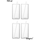 Comprox Simple*sade 8 Parça 450 ml Kokteyl Bardağı Meşrubat Bardağı Seti, (4pipet+4bardak) - 4 Adet - 0 - 499 ml