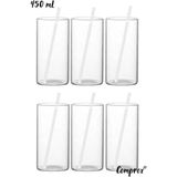 Comprox SIMPLE*SADE12 Parça 450 ml Kokteyl Bardağı Meşrubat Bardağı Seti, (6pipet+6bardak) - 6 Adet - 0 - 499 ml