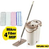 Comprox Vipset Pro Kumsal Mop Temizlik Seti 4+1 Bez Yüksek Emicilik Özellikleri ile 14 LT Kapasite - Renkli