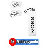 Comprox Voss Siyah 500ml Sporcu Cam Su Şişesi Motivasyonlu Sızdırmaz Matara Suluk