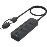 Comse 7 In 1 USB Type-C USB 3.0 Type-C 5 Gbps Çevirici Adaptör Çok Portlu Çoklayıcı USB 1 Metre Kablo - Siyah