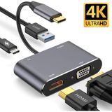 Comse Macbook Uyumlu Type-C 4K Ultra Hd 1080p Hdmı/ Vga/ Pd Şarj/ USB 3.0 4IN1 Çevirici Hub Adaptör