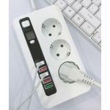 comse Usb'li Akıllı 3'lü Priz Akım Korumalı Zaman Ayarlı 5 Usb Uzatma Kablosu (siyah/beyaz )