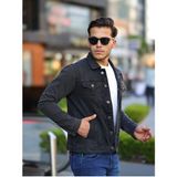 Comstar Erkek Antrasit Kot Ceket Slim Fit Denim Jeans Polo Yaka Pamuklu Cepli Günlük Stil