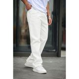 Comstar Erkek Baggy Rahat Kalıp Bel Lastikli Pantolon - Beyaz - 30