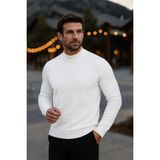 Comstar Erkek Basic Kışlık Yarım Boğazlı Uzun Beyaz Kazak - XL