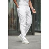 comstar Erkek Beli Lastikli Bol Beyaz Keten Baggy Pantolon