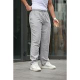 comstar Erkek Beli Lastikli Bol Gri Keten Baggy Pantolon