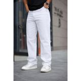 comstar Erkek Bol Paça Basic Yüksek Bel Beyaz Baggy Pantolon