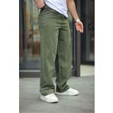 comstar Erkek Bol Paça Basic Yüksek Bel Haki Baggy Pantolon