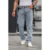 comstar Erkek Bol Paça Basic Yüksek Bel Mavi Baggy Pantolon