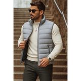 Comstar Erkek Cepli Kışlık Fermuarlı Basic Gri Şişme Yelek - 2XL