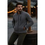 Comstar Erkek Fermuarlı Kalın Kışlık Trend Füme Polar Ceket - 2XL