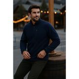 Comstar Erkek Fermuarlı Kalın Kışlık Trend Lacivert Polar Ceket - 2XL