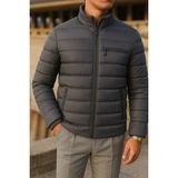 Comstar Erkek Füme Şişme Mont Basic Comfort Trend Slim Fit Uzun Kol Astarlı