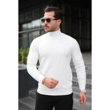 Comstar Erkek Günlük Balıkçı Yaka Boğazlı A.beyaz Triko Kazak - 2XL