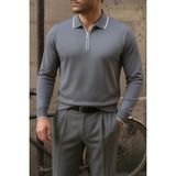 Comstar Erkek Günlük Çizgili Trend Füme Polo Yaka Kazak - 2XL