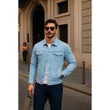 Comstar Erkek Günlük Mevsimlik Slim Fit Trend B.mavi Kot Ceket