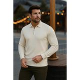 Comstar Erkek Günlük Uzun Kollu Krem Polo Yaka Kazak - 2XL