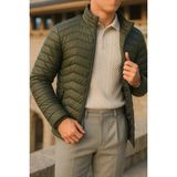 Comstar Erkek Haki Şişme Mont Tüm Sezonlar İçin Slim Fit Astarlı Model