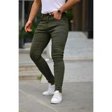 comstar Erkek Jeans Slim Fit Esnek Denim Haki Kot Pantolon