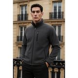 Comstar Erkek Kışlık Basic Cepli Füme Polar Hırka Polyester Kumaş Günlük Kullanım İçin - 2XL
