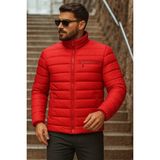 Comstar Erkek Kışlık Basic Dik Yaka Fermuarlı Kırmızı Şişme Mont - 2XL