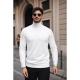 Comstar Erkek Kışlık Basic Slim Fit Uzun Beyaz Kazak