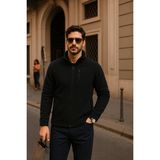 Comstar Erkek Kışlık Cepli Basic Fermuarlı Siyah Polar Ceket - 2XL