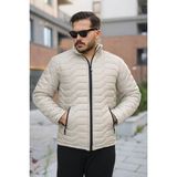 Comstar Erkek Kışlık Fermuarlı Günlük Kapitone Krem Şişme Mont - 4XL