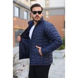 Comstar Erkek Kışlık Fermuarlı Günlük Kapitone Lacivert Şişme Mont - 4XL