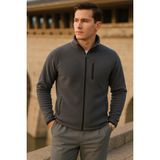 Comstar Erkek Kışlık Fermuarlı Trend Cepli Füme Polar Ceket - 2XL
