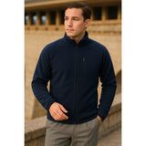 Comstar Erkek Kışlık Fermuarlı Trend Cepli Lacivert Polar Ceket - XL