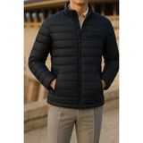 Comstar Erkek Kışlık Lacivert Şişme Mont Slim Fit Konforlu Tasarım Astarlı